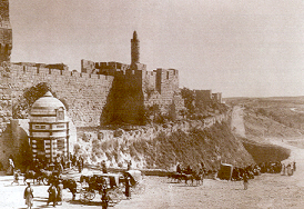 Szene vor dem Jaffator in Jerusalem