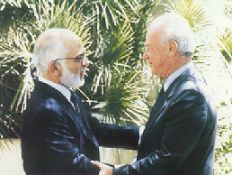 Rabin und Koenig Hussein 
von Jordanien 1994 in Aquaba